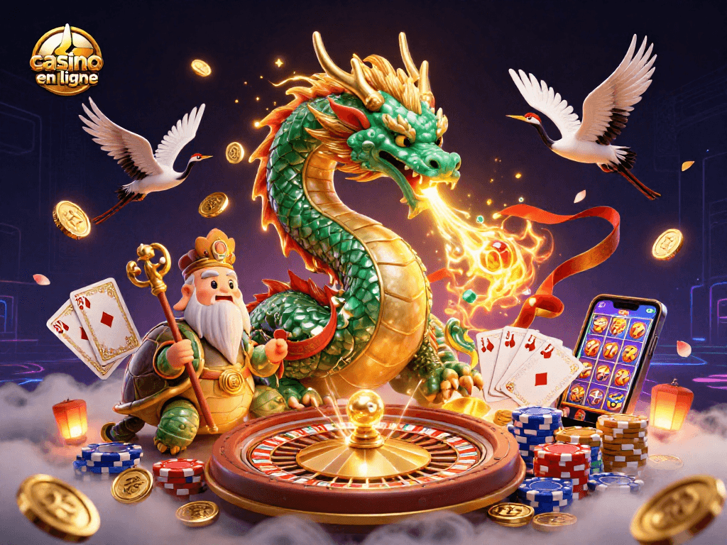 Gagnez au casino en ligne avec des dragons chanceux et des éléments de jeu captivants.