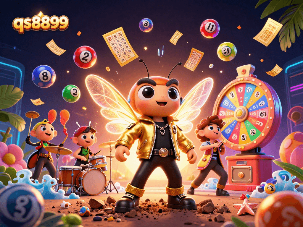 Engage with qs8899's vibrant gaming world featuring lottery elements and energetic characters.