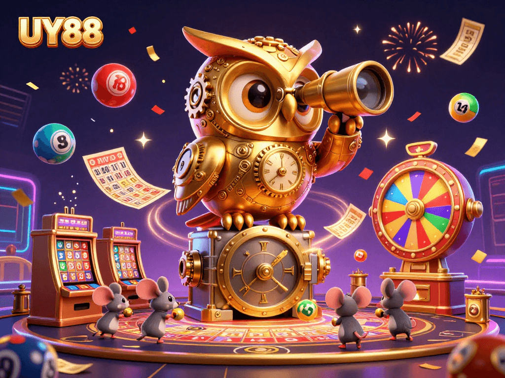 Experience thrilling gameplay at UY88 with a vibrant casino scene featuring exciting games and rewards.