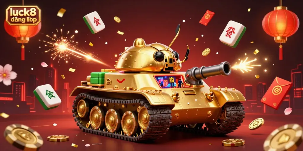 Experience the thrill of luck8 đăng nhập with vibrant casino elements and a golden beetle tank.