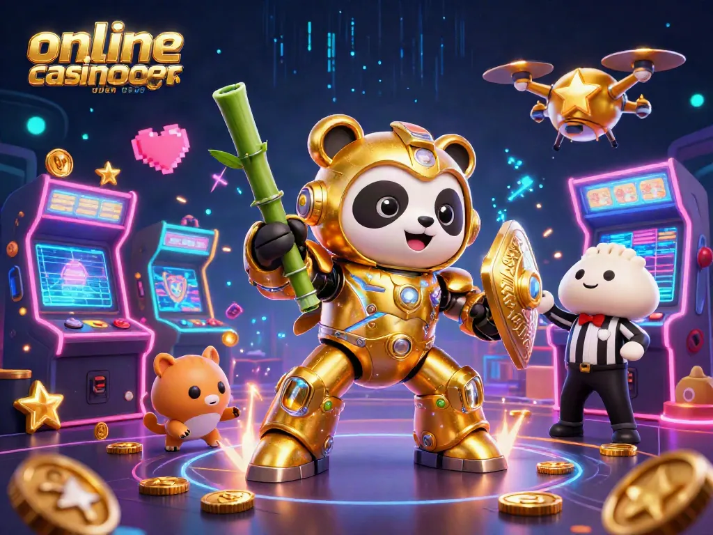 Engage with online casinoer uden ROFUS through a vibrant 3D illustration showcasing exciting gameplay elements in a dynamic environment.