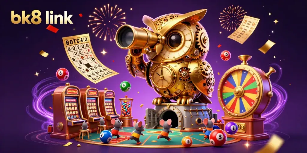 Experience the vibrant atmosphere of bk8 link with colorful games and lively casino scenes.