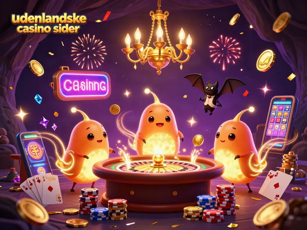 Win big with udenlandske casino sider in this vibrant 3D casino illustration filled with exciting gaming elements.