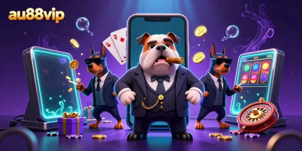 Experience thrilling casino action at au88vip with colorful game elements and cartoon characters.
