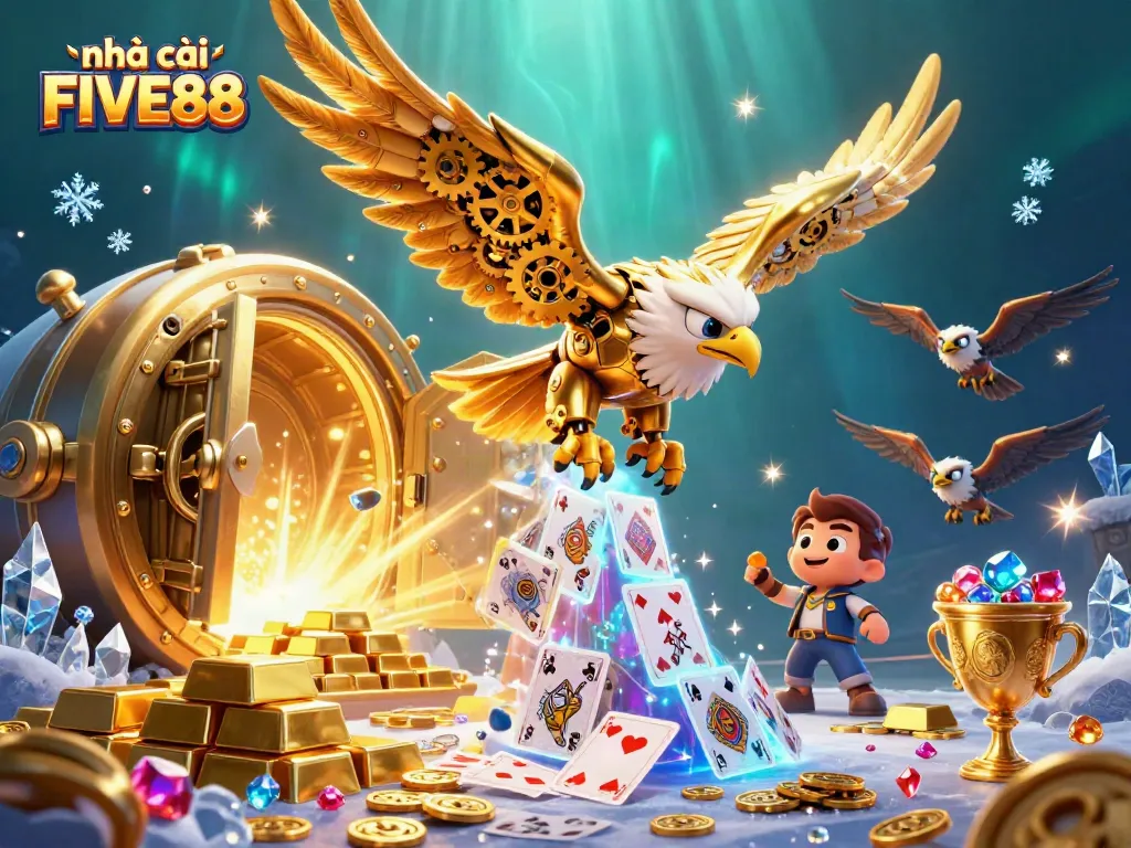 Experience thrill and excitement at nhà cái FIVE88 with golden treasures and vibrant game elements.