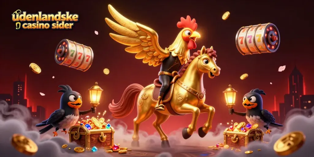Experience thrilling gaming action with udenlandske casino sider featuring a golden rooster in a vibrant casino.