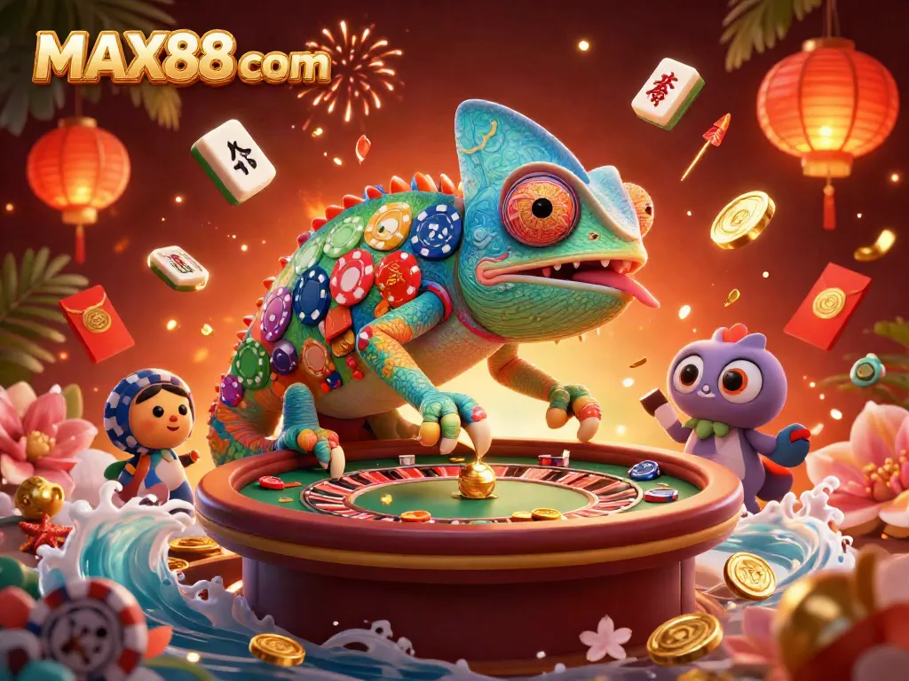 Experience thrilling gaming at MAX88 com with an immersive 3D casino scene filled with vibrant details