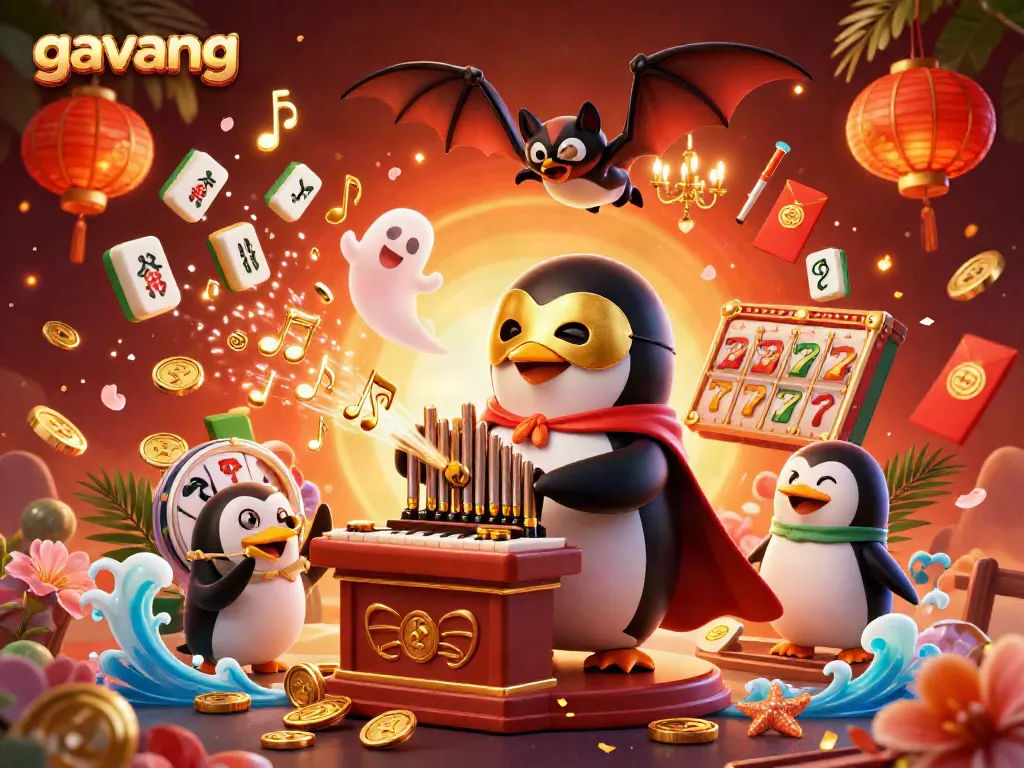 Experience exhilarating gameplay and jackpot thrills with Gavang, as the whimsical penguin plays an organ shooting golden coins.
