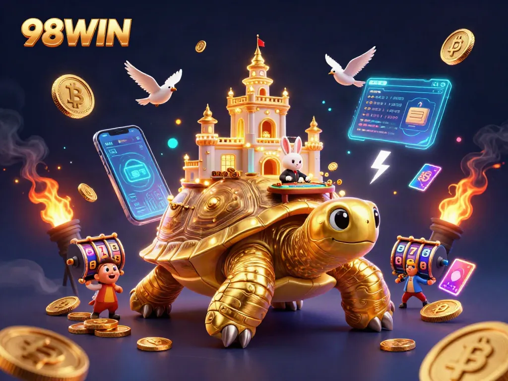 Experience exhilarating gaming at 98WIN with immersive casino action featuring a turtle and rabbit dealer.