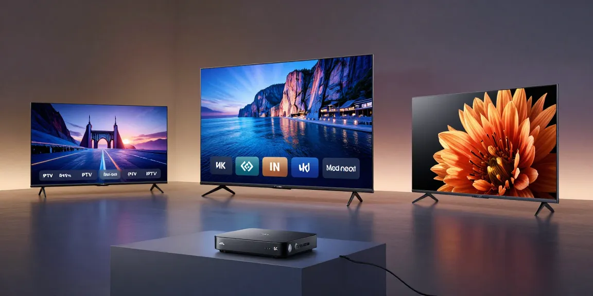 Découvrez l'Iptv 4k avec des appareils technologiques modernes pour le streaming de haute qualité et des solutions numériques.