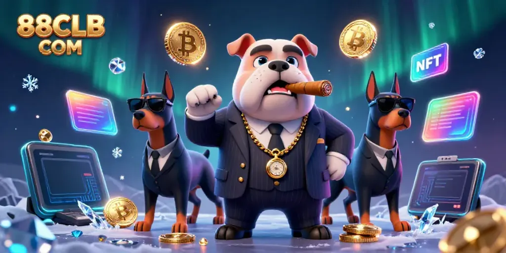 Engage in thrilling games at 88CLB COM with cartoon mafia characters in a casino setting.