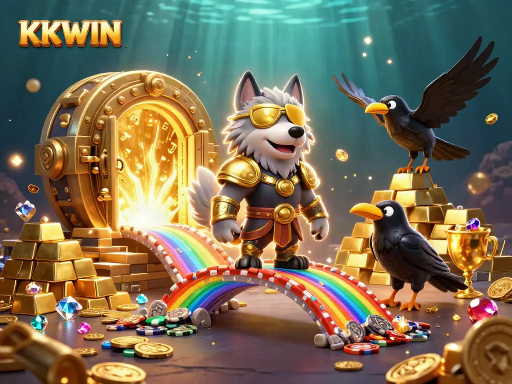 Experience KKWIN's exciting wins surrounded by fortune, Odin, and treasures in this casino adventure.